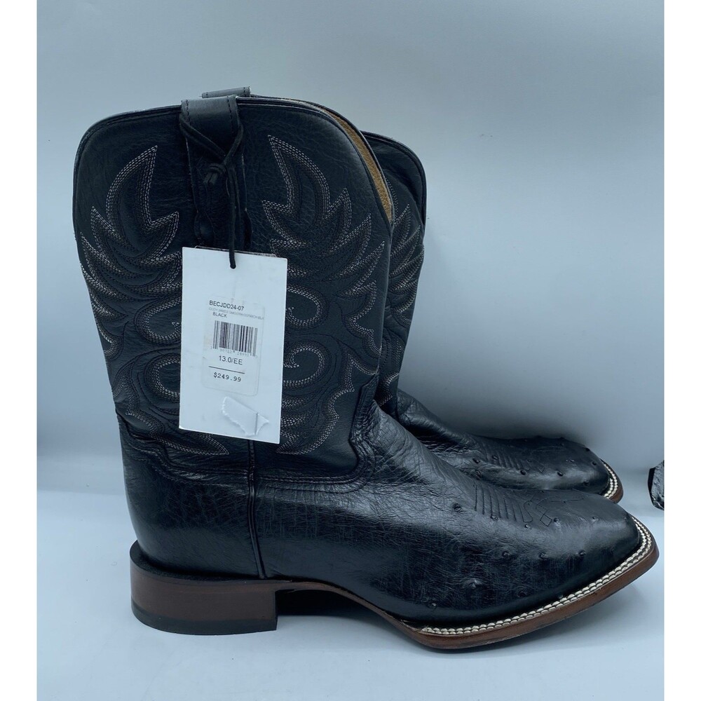 Cody James Boot Mens Men 13 EE Exotic Smooth Ostrich Black Square Toe Cowboy